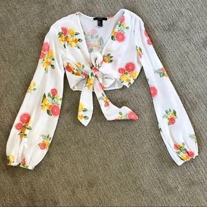 Forever 21 Tropical Tie Crop Top